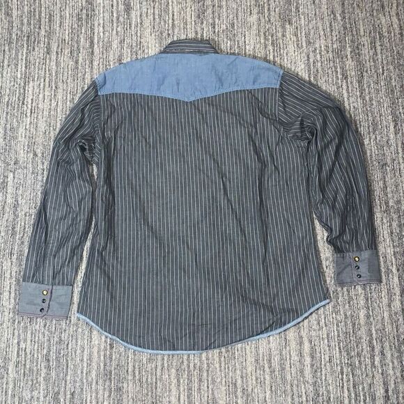 Vintage Tommy Hilfiger Red Label Denim Mens XL Black Pinstripe Button Down Shirt - Picture 8 of 8